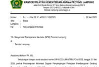 Tangkapan layar surat Kemenag Lampung Tanggapi Dugaan Penyimpangan Pembangunan Ruang Kelas di MIN 1 Tanggamus