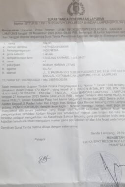 Sauki meminta Polresta Bandar Lampung. Agar Melakukan Penangkapan Pelaku yang Mengeroyok dirinya