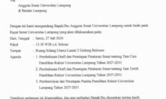 Persiapkan Suksesi Kepemimpinan, Senat Unila Gelar Rapat Penetapan Aturan dan Panitia Pemilihan Rektor 2027–2031